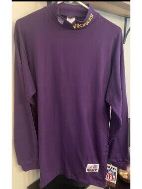 Vtg Pro Line Maxit Men's Minnesota Vikings Mock Turtleneck Long Sleeve Shirt Med